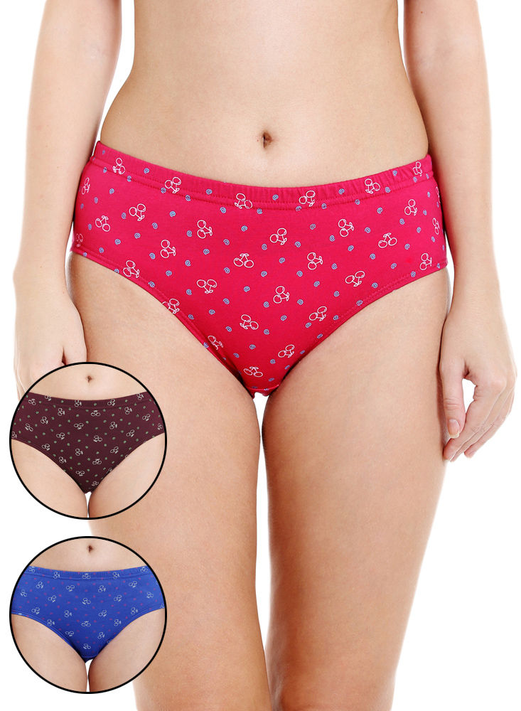 Pack Of 3 Printed Cotton Briefs In Assorted Colors-15000