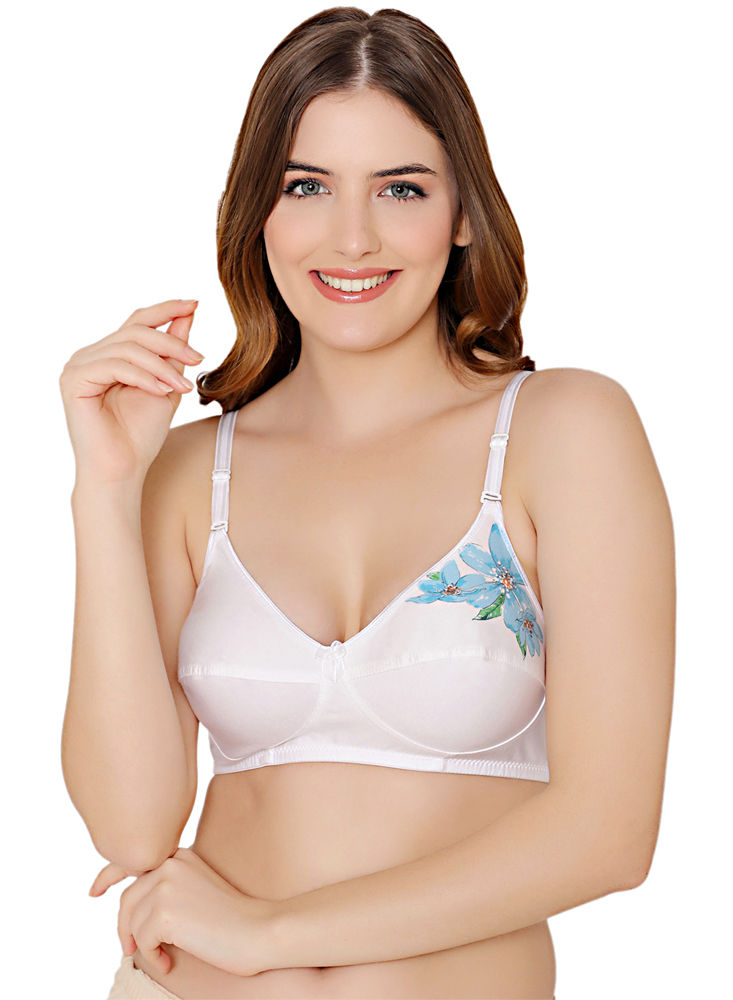 Bodycare polycotton wirefree convertible straps floral cup non padded bra-5510W