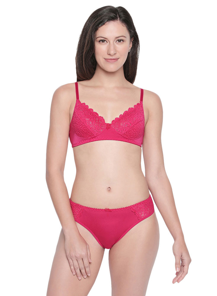 Bodycare Bridal Pink Color Bra Panty Set In Nylon Elastane-6403dpi