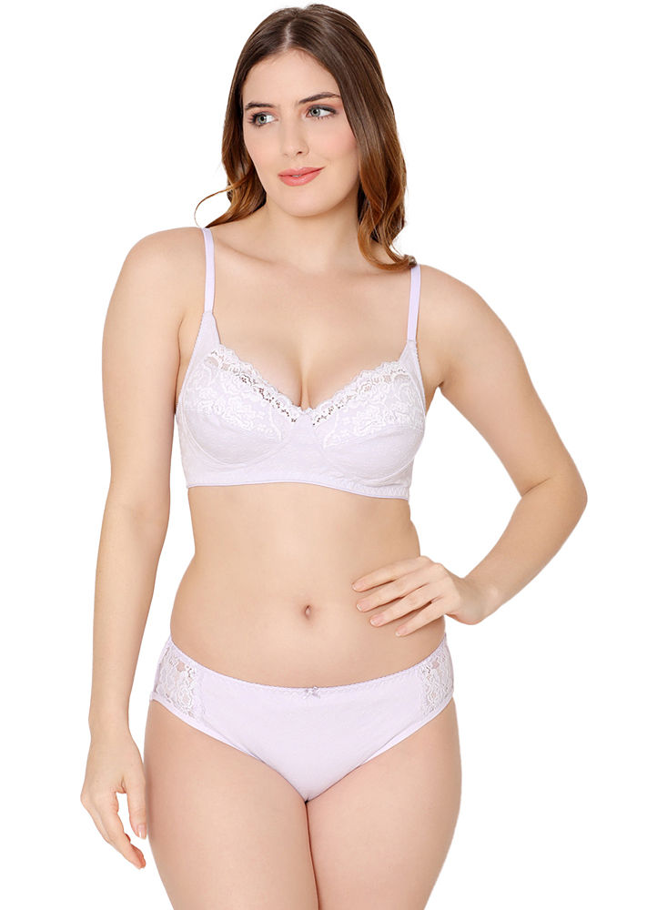 Buy online White Solid Bras And Panty Set from lingerie for Women