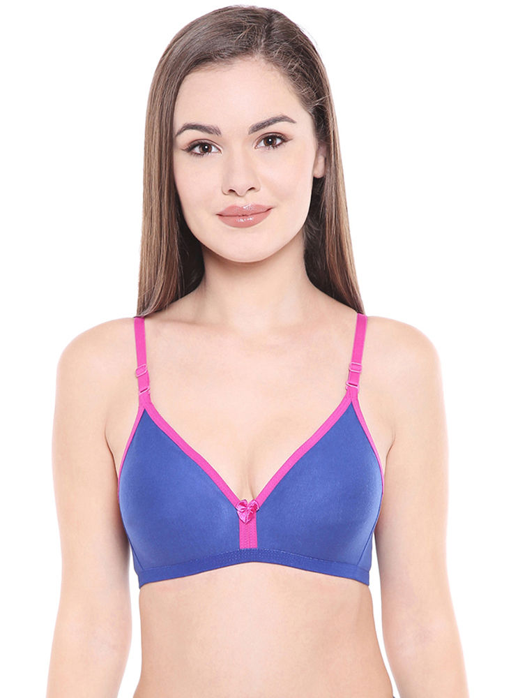 Seamless Cup Bra-6508RBLU with free transparent strap
