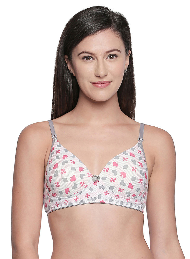 Seamless Printed Padded T-shirt Bra with Free Transparent Straps-6572-Assorted Print