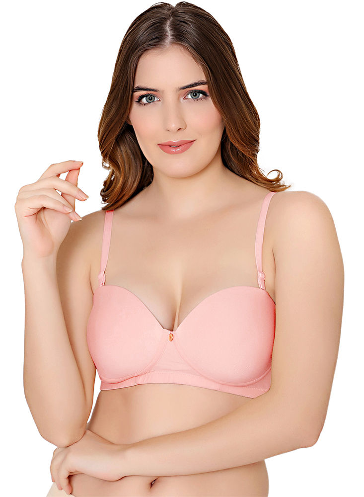 Seamless Padded Bra-bcd Cup Bra With Free Transparent Straps-6590