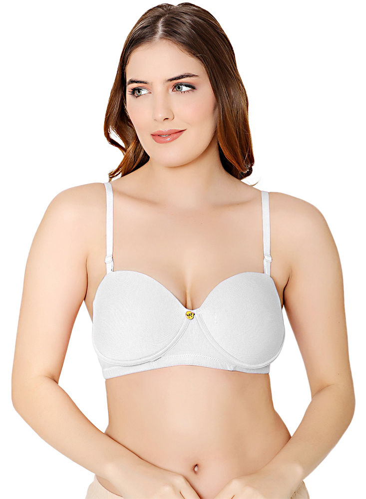 Bodycare cotton spandex wirefree convertible straps Seamless padded demi cup bra-6575W