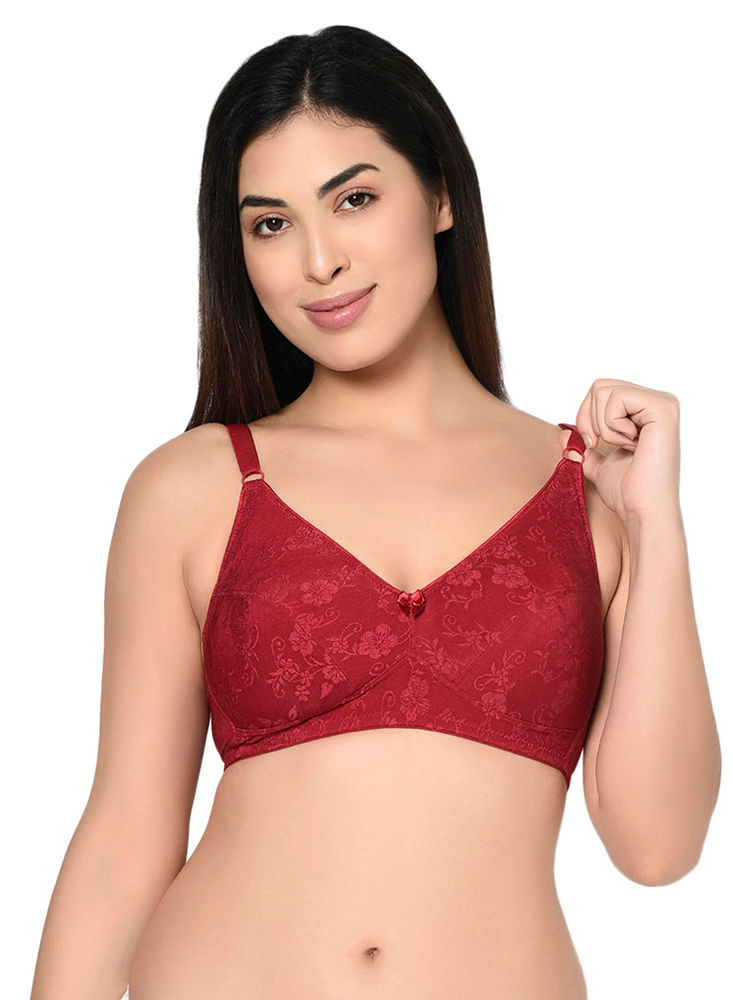 Maroon MAROON Red Cotton Jersey Seamed Non Padded Women's Set of 1 Full  Coverage Bra Women Everyday Non Padded Bra - Buy Maroon MAROON Red Cotton  Jersey Seamed Non Padded Women's Set