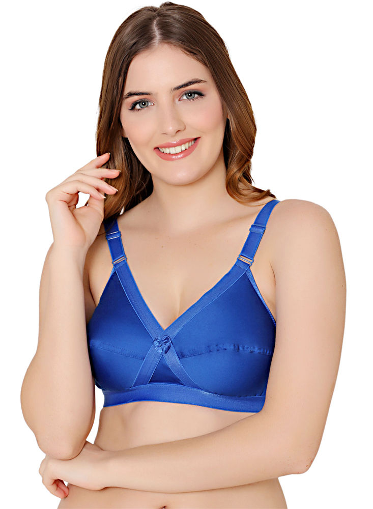 Bodycare cotton blend wirefree adjustable straps comfortable non padded bra-6591R.BLU