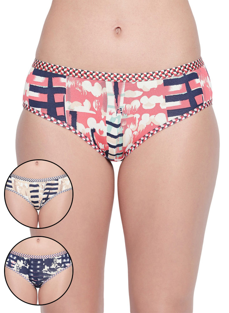 BODYCARE Pack of 3 Premium Printed Hipster Briefs in Assorted Color-6601