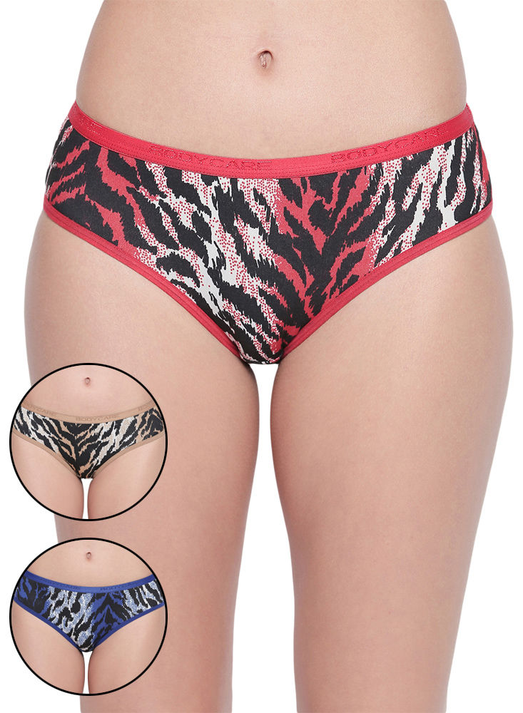 BODYCARE Pack of 3 Premium Printed Hipster Briefs in Assorted Color-6615