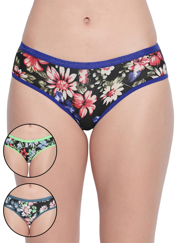 BODYCARE Pack of 3 Dark Printed High Cut Briefs in Assorted Color-5000