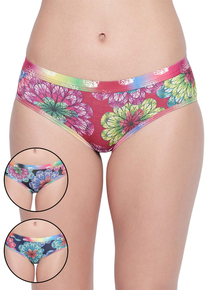 Bodycare Pack Of 6 Printed Hipster Briefs Deluxe Panties In