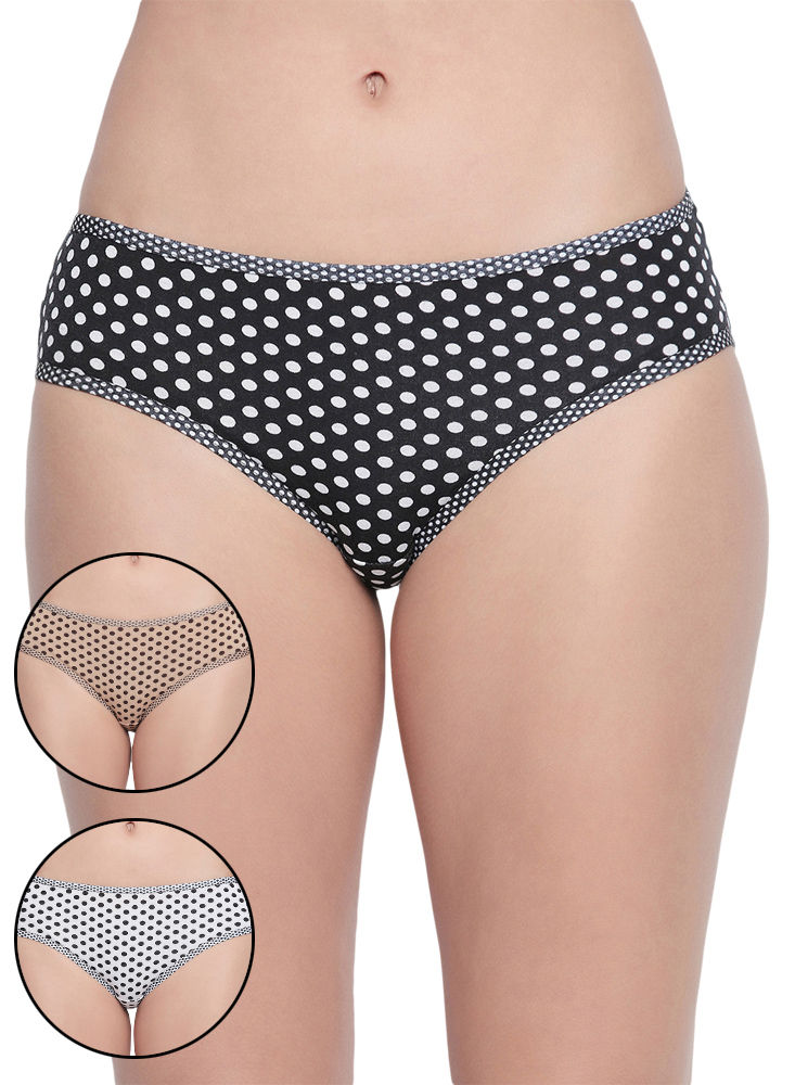 Pack Of 3 Printed Cotton Briefs In White Color-14004