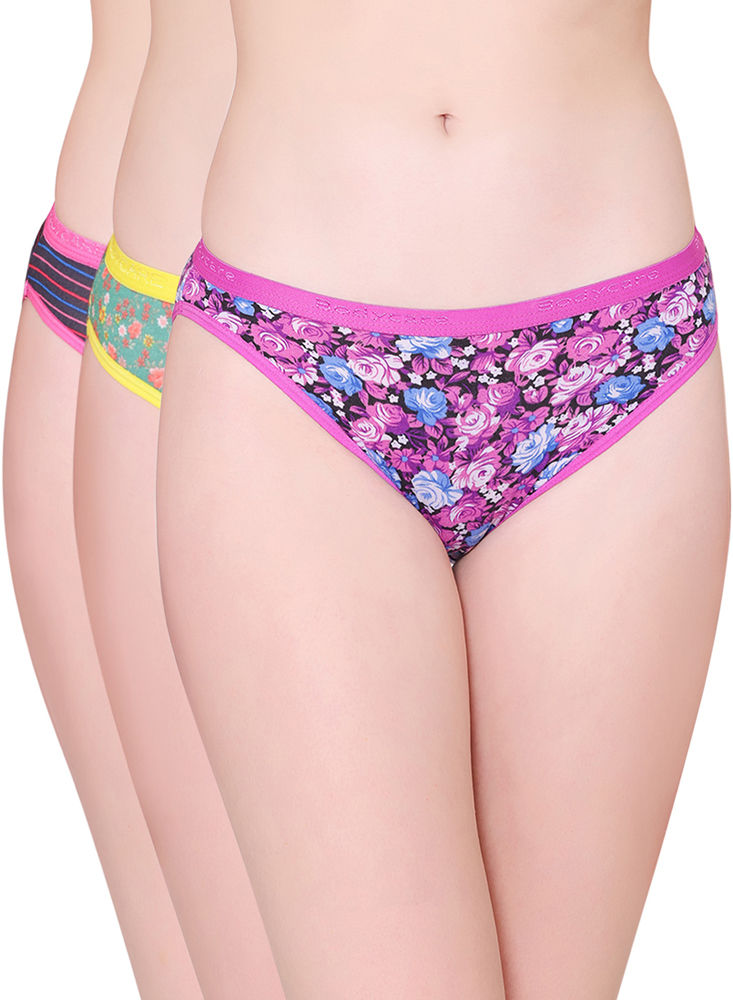 Bodycare Pack Of 3 Printed Panty In Assorted Colors-8584b-3pcs