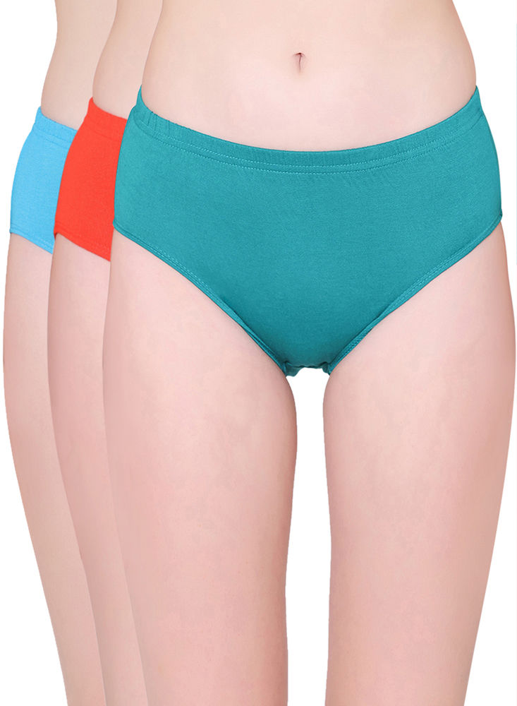 Buy Bodycare Women's Solid High Cut Panty (pack Of 3) - Multi-Color Online