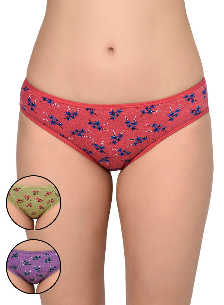 Bodycare Pack Of 3 Printed Panty In Assorted Colors-8562b-3pcs