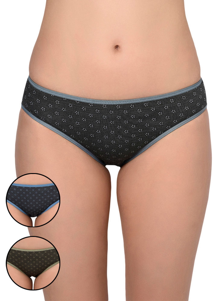 BODYCARE Pack of 3 Hipster Panty in Assorted print-8552B