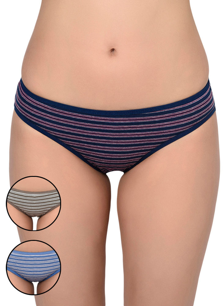 BODYCARE Pack of 3 Stripes Hipster Panty in Assorted-9448