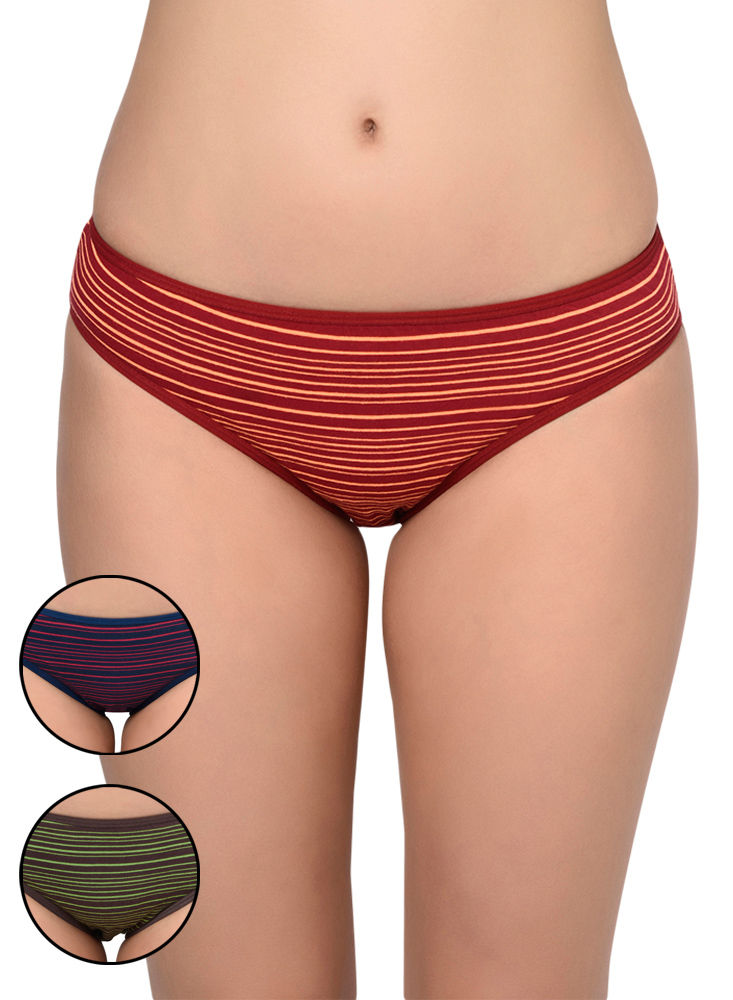 BODYCARE Pack of 3 Stripes Hipster Panty in Assorted-9450