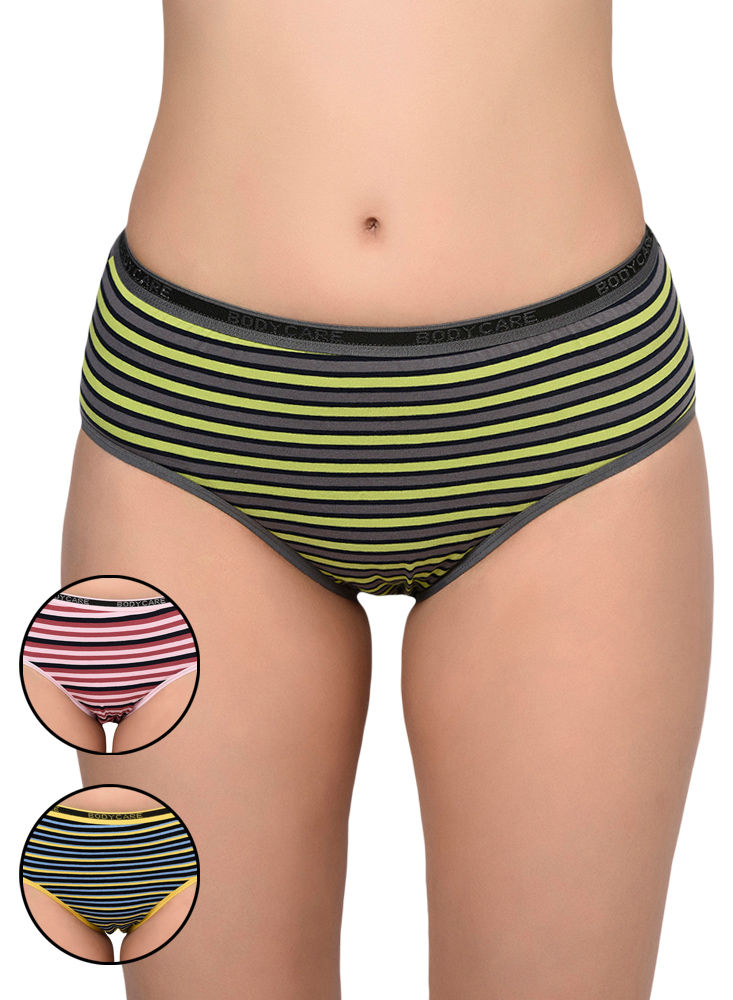 Bodycare Pack Of 3 Printed Panty In Assorted Colors-8536b-3pcs