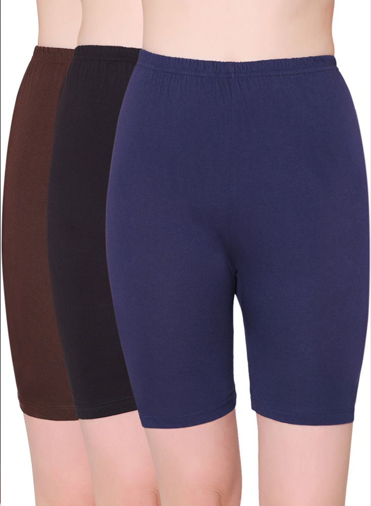 Bodycare Womens Combed Cotton Black:Navy:Brown Solid SHORTY -E-9D-BLNVYBR-3Pcs-Pack of 3