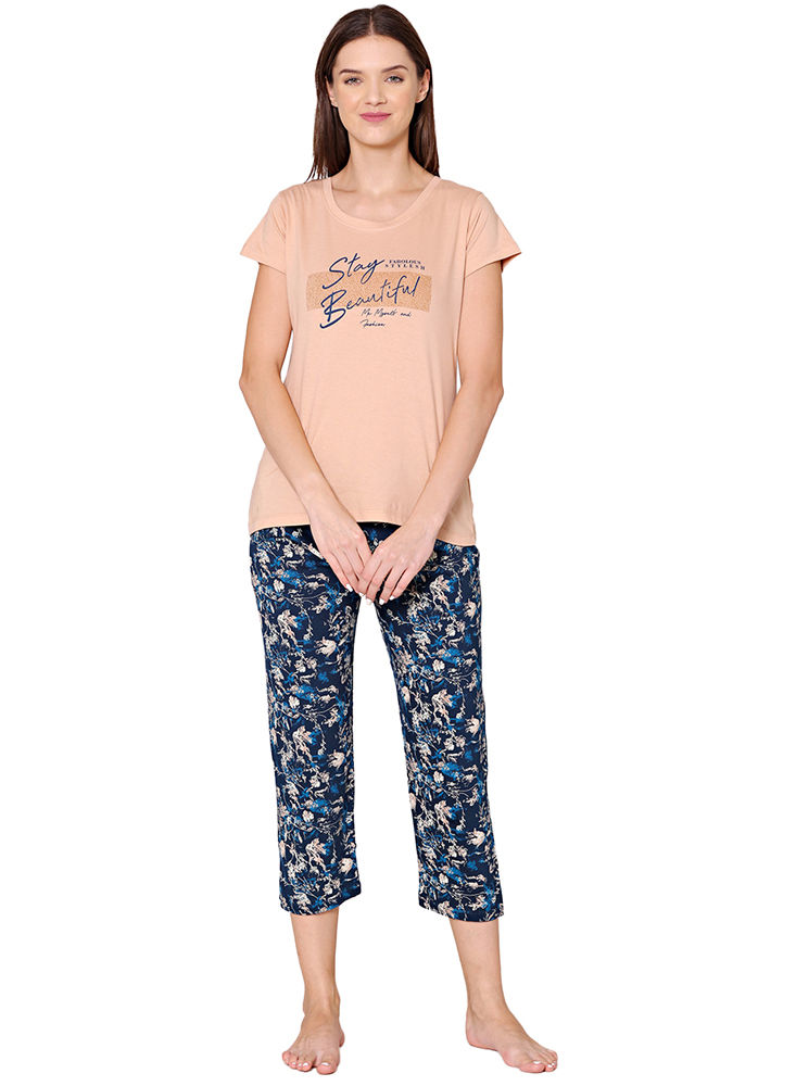 Bodycare Womens Cotton Printed Night Suit Set of Shirt & Pyjama-BSNS18009