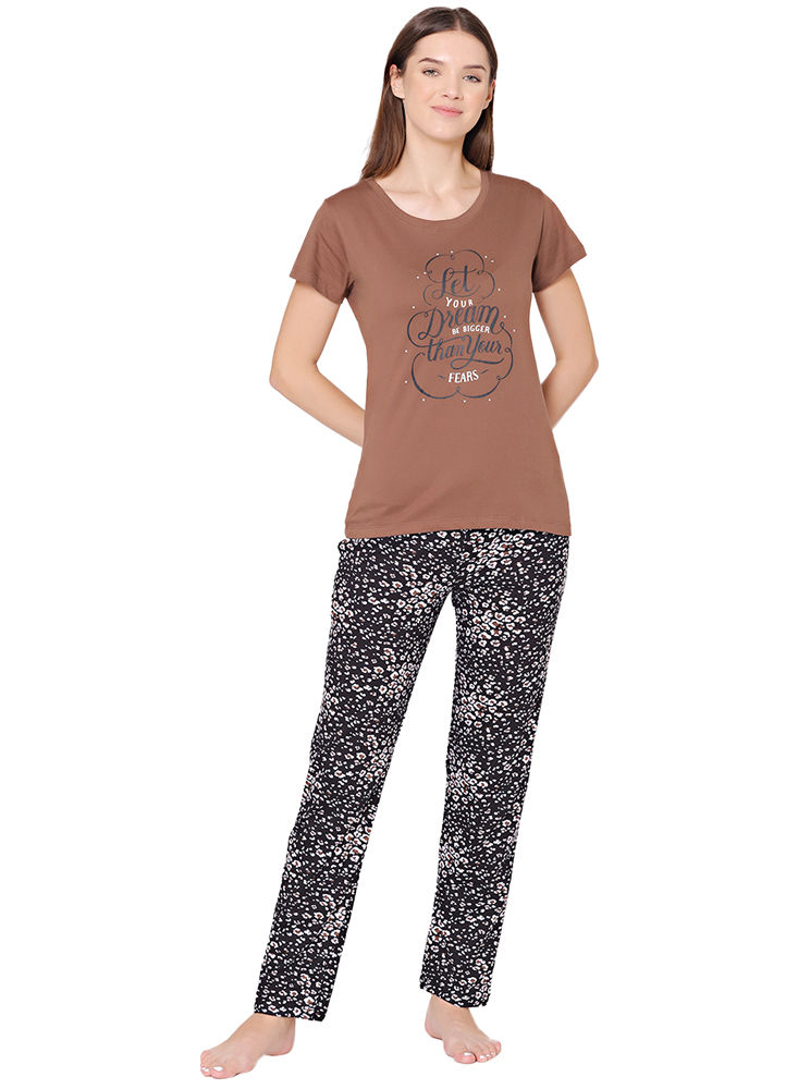 Bodycare Womens Combed Cotton Printed Tshirt & Capri Set-BSCS16006