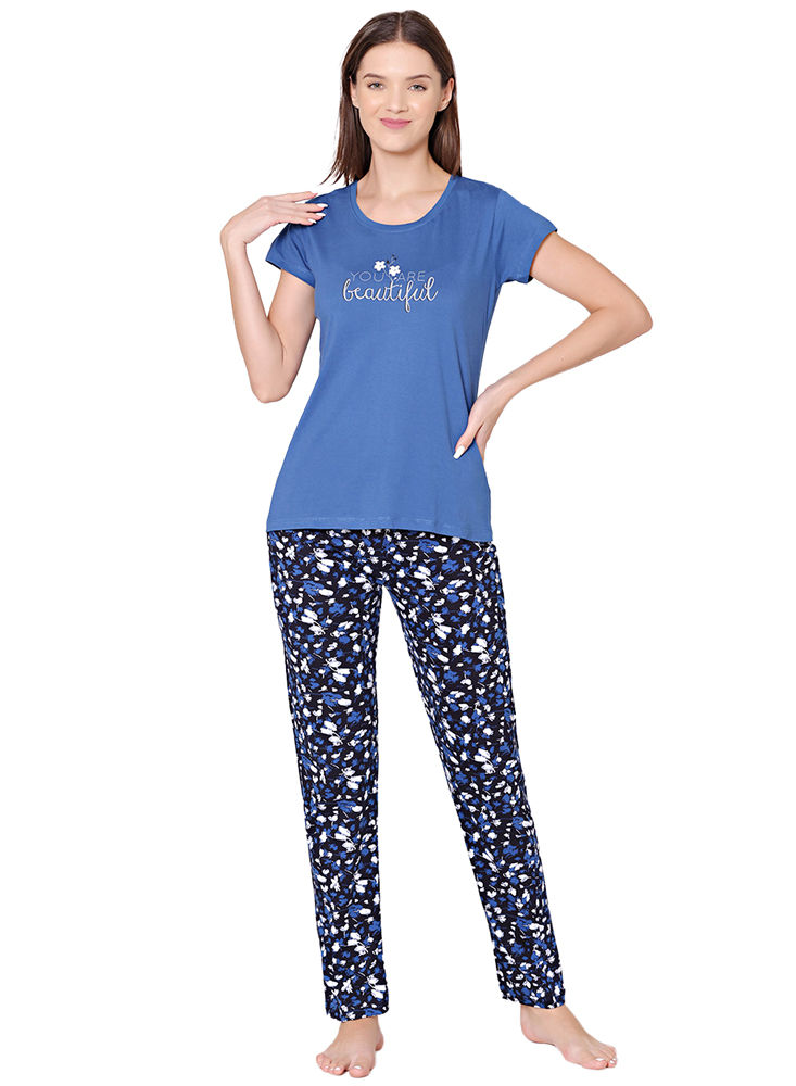 Bodycare Womens Combed Cotton Tshirt & Pyjama Set BSLS11018