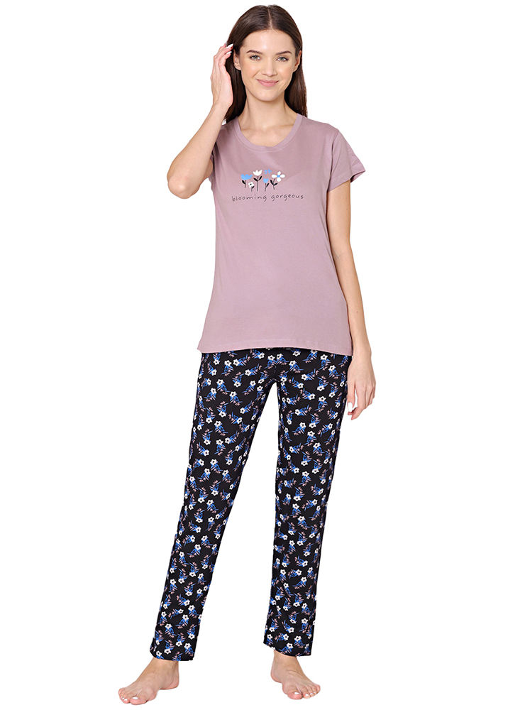 Bodycare Womens Combed Cotton Tshirt & Pyjama Set BSLS11020