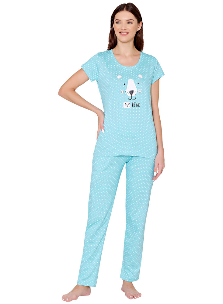 Bodycare Womens Combed Cotton Printed Tshirt & Capri Set-BSCS16006