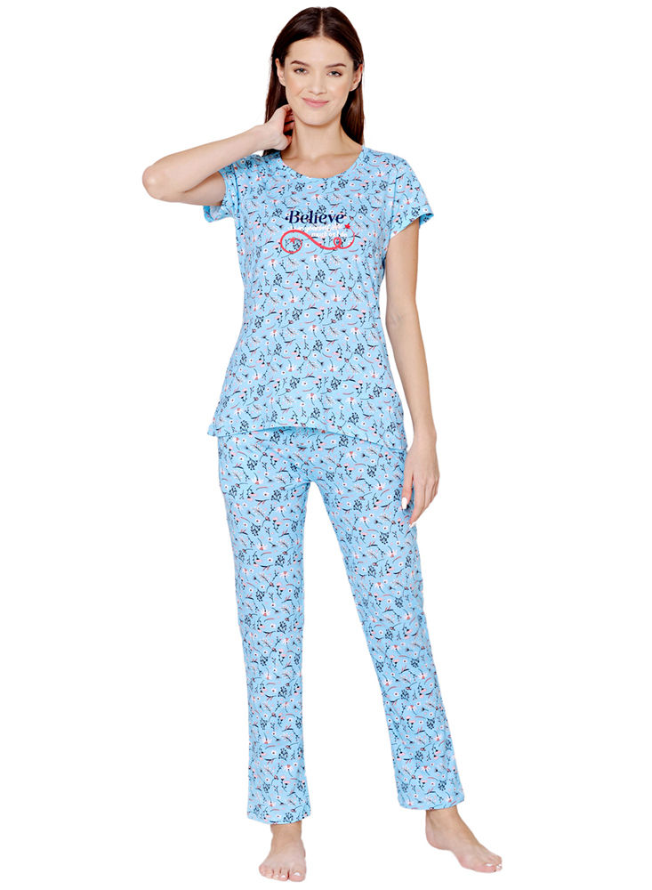 Bodycare Womens Combed Cotton Printed Tshirt & Capri Set-BSCS16001