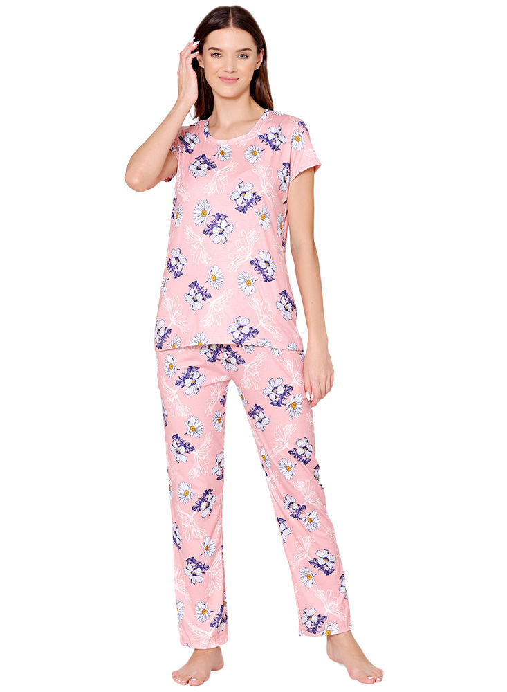 Bodycare Womens Spandex Digital Printed Tshirt & Pyjama Set BSLS13011