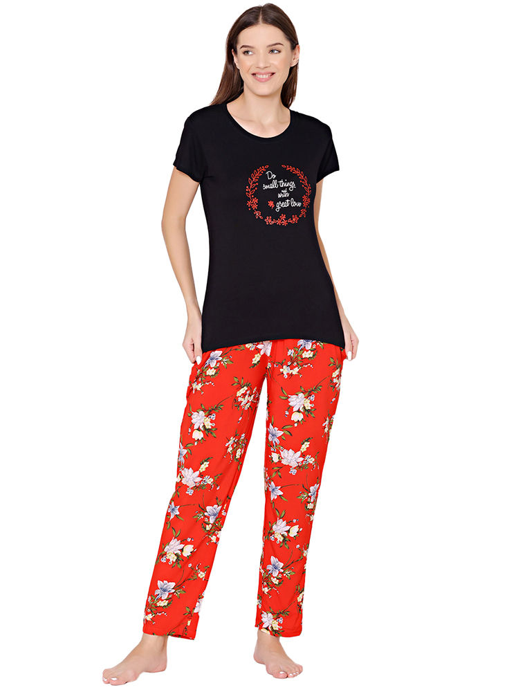 Bodycare Womens Cotton Printed Night Suit Set of Shirt & Pyjama-BSNS18008