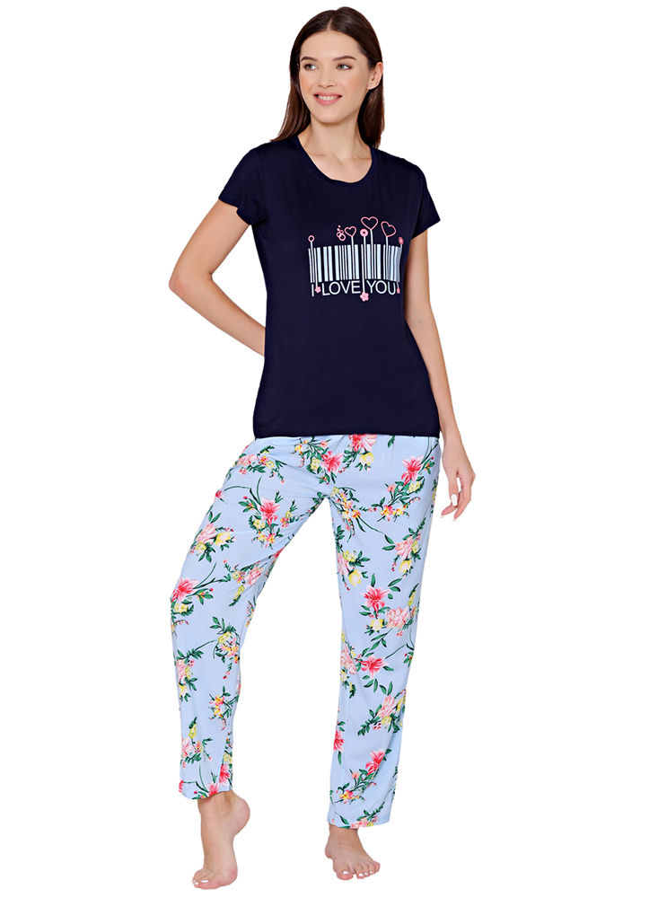 Bodycare Womens Modal Printed Night Suit Set of Tshirt & Shorts-BSSS17508