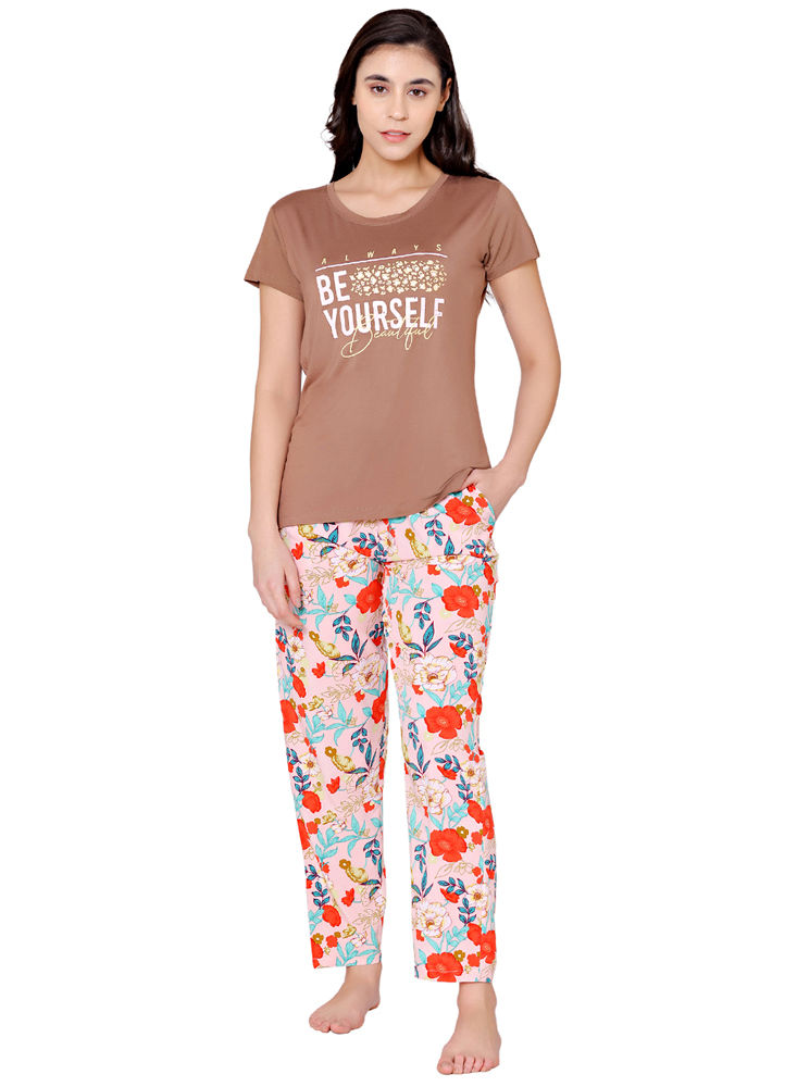 Bodycare Womens Modal Printed Night Suit Set of Tshirt & Shorts-BSSS17508