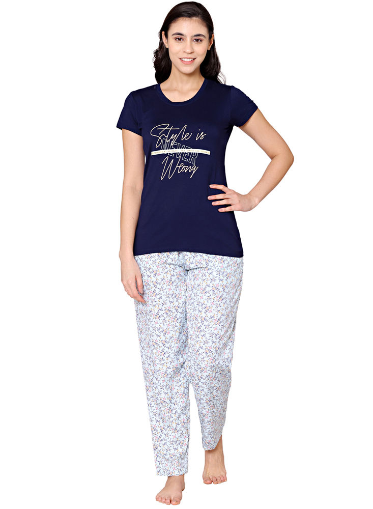 Bodycare Womens Modal Spandex Printed Tshirt & Pyjama Set BSLS15002