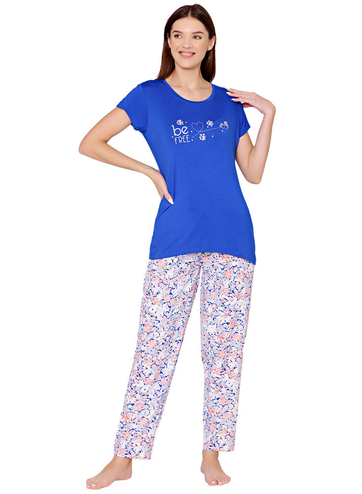 Bodycare Womens Modal Spandex Printed Tshirt & Pyjama Set BSLS15006