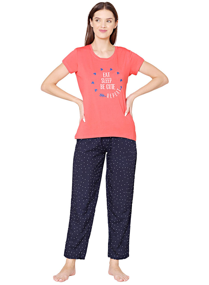 Bodycare Womens Modal Spandex Printed Tshirt & Pyjama Set BSLS15009