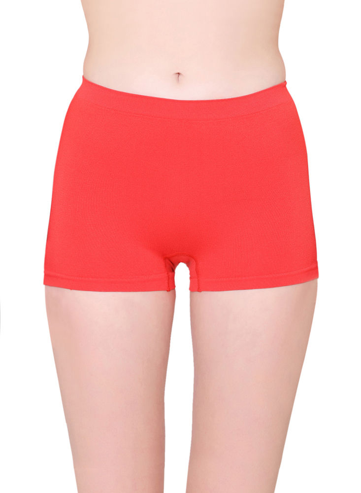 BodyX womens microfiber spandex red solid seamless premium boyshorts BX501-pack of 1