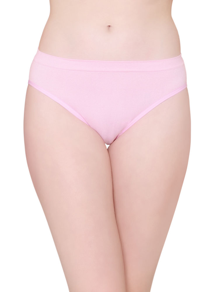 BodyX womens microfiber spandex pink solid seamless premium bikini panty BX502-pack of 1