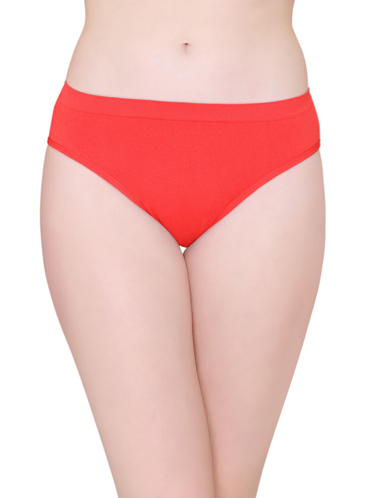 BodyX womens microfiber spandex red solid seamless premium bikini panty BX502-pack of 1