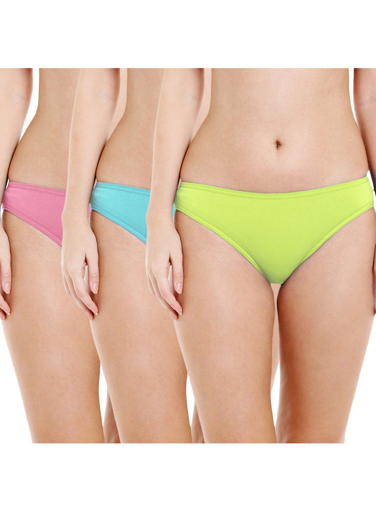 Bodycare Pack of 3 Assorted Cotton Solid Bikini Brief-34C