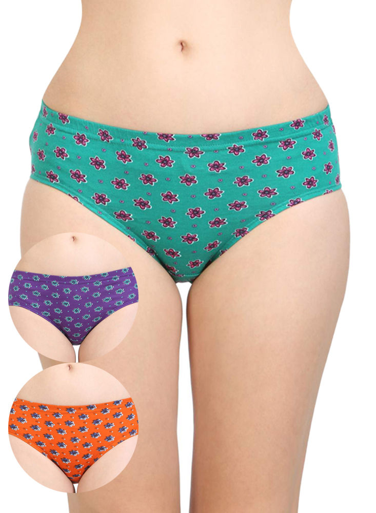 Bodycare Pack Of 3 Printed Panty In Assorted Colors-8584b-3pcs