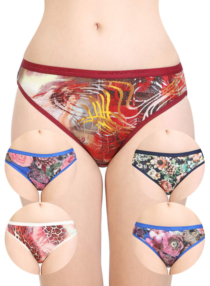 BODYCARE Pack of 6 Printed Hipster Briefs Deluxe Panties in Assorted Color  - E9600-6PCS-A