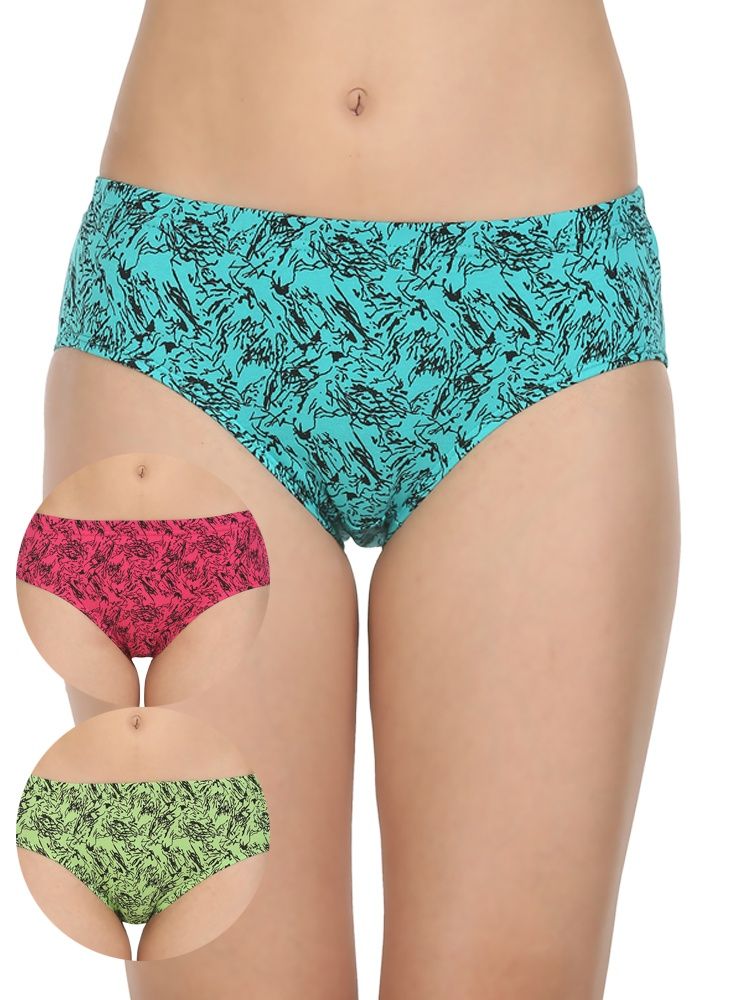 Pack of 3 Printed Cotton Briefs in Assorted colors-8400