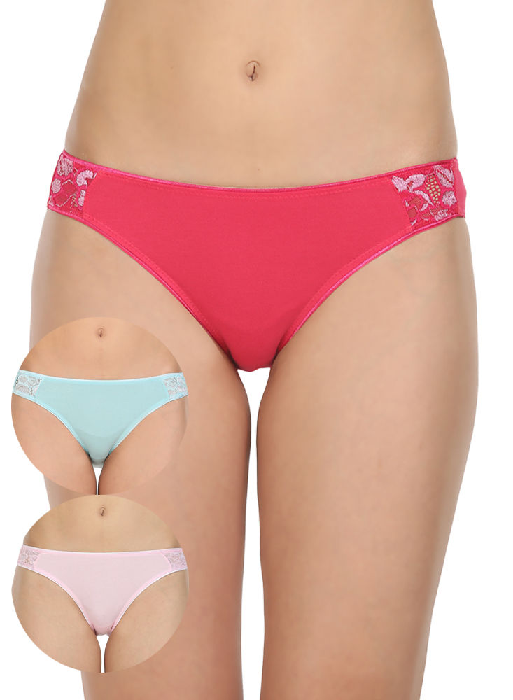 Pack of 3 Bikini Style Cotton Briefs in Assorted colors-1472