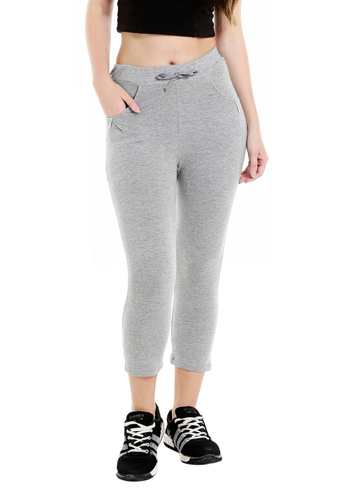 Bodyactive Women Grey Melange Capris-LC1-GRML