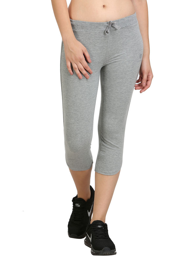 Bodyactive Women Grey Melange Capris-LC2-GRML