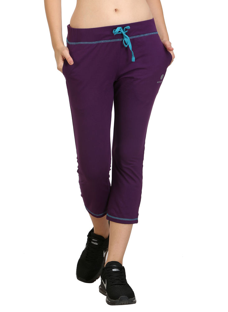 Bodyactive Women Dark Purple Capris-LC3-DPU