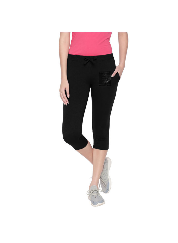 Buy BODYACTIVE Women's Polyester Spandex Hot Pink Capri Yoga Pants