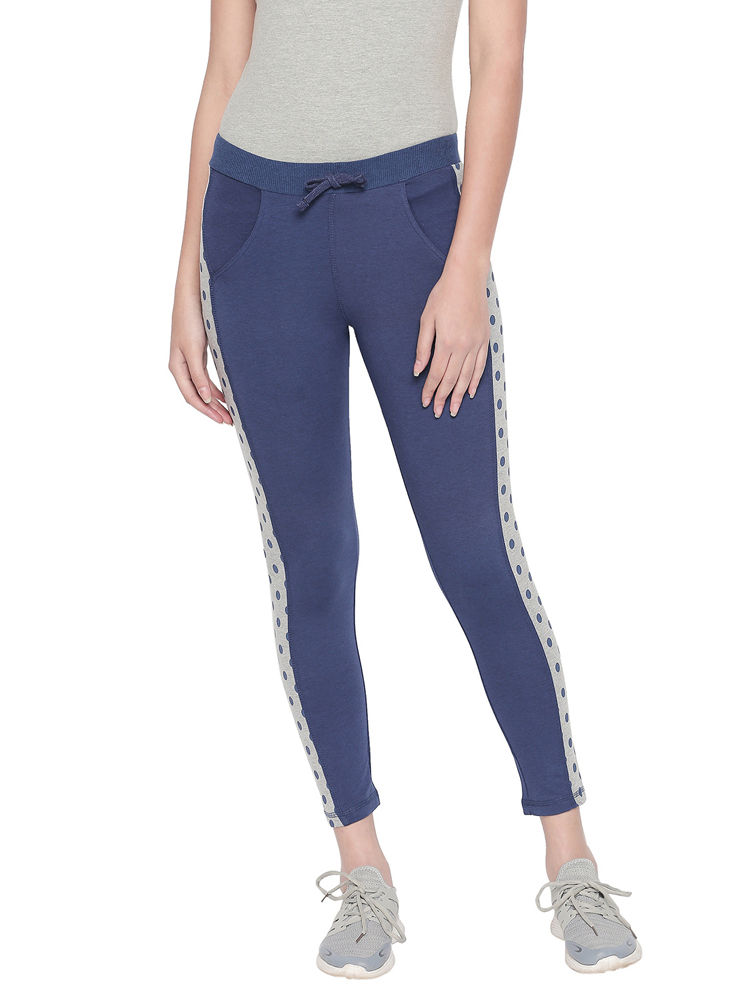 Bodyactive Women Fashion Polka Dots Trackpant-LL14-DENIM