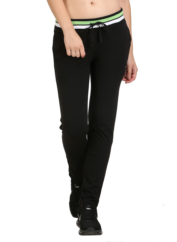 Bodyactive Women's Black Solid Activewear Jogger Track Sweatpants